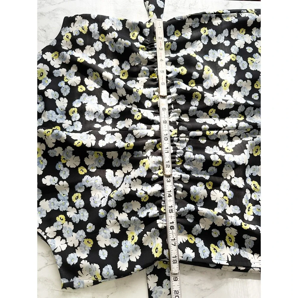 Ann Taylor Sleeveless Floral Self Tie Belt Halter Jumpsuit Women's Size 14